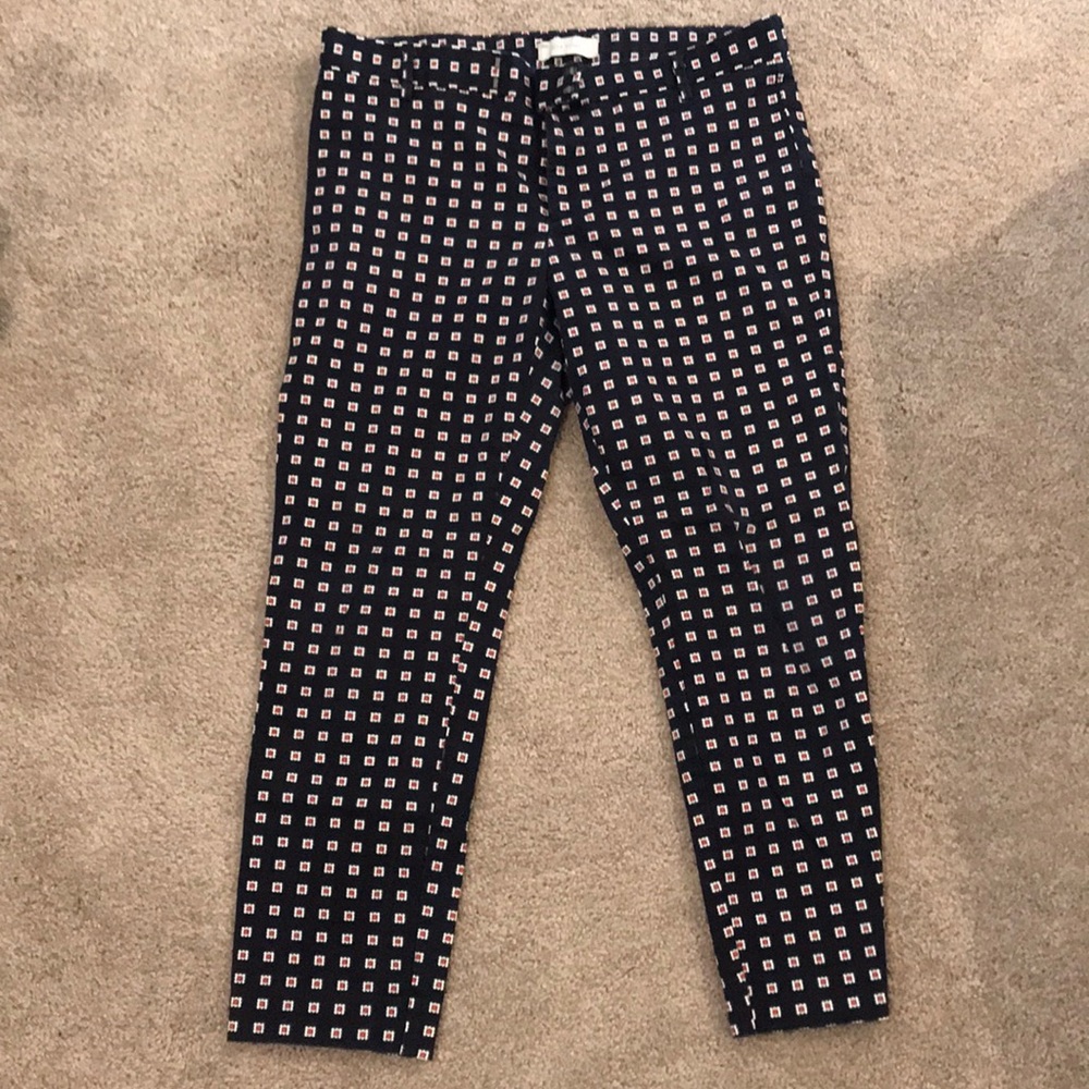 Gap Slim Cropped Pant Navy Print Sz 10